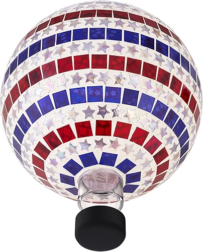 Miniatura 3 de Alpine Corporation Globo patriótico de 10 pulgadas de diámetro para interiores y exteriores, diseño de estrellas y rayas de cristal, rojo, blanco y