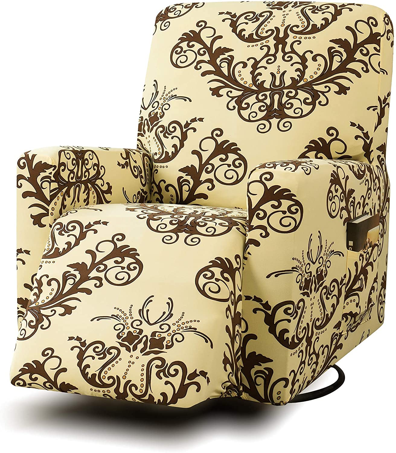 DOOGL Recliner Slipcovers Stretch Printed Chair Covers with Side Pocket Washable Furniture Protector, Furniture Chair Recliner, Cover Slipcover,gold