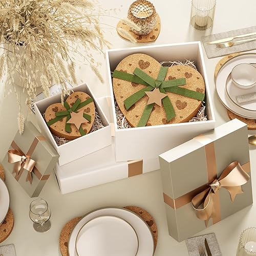 Miniatura 7 de Qcold Portavasos de corcho absorbente, juego de 8, posavasos hechos a mano, tapete para bebidas, posavasos de cerámica estilo granja para mesa,