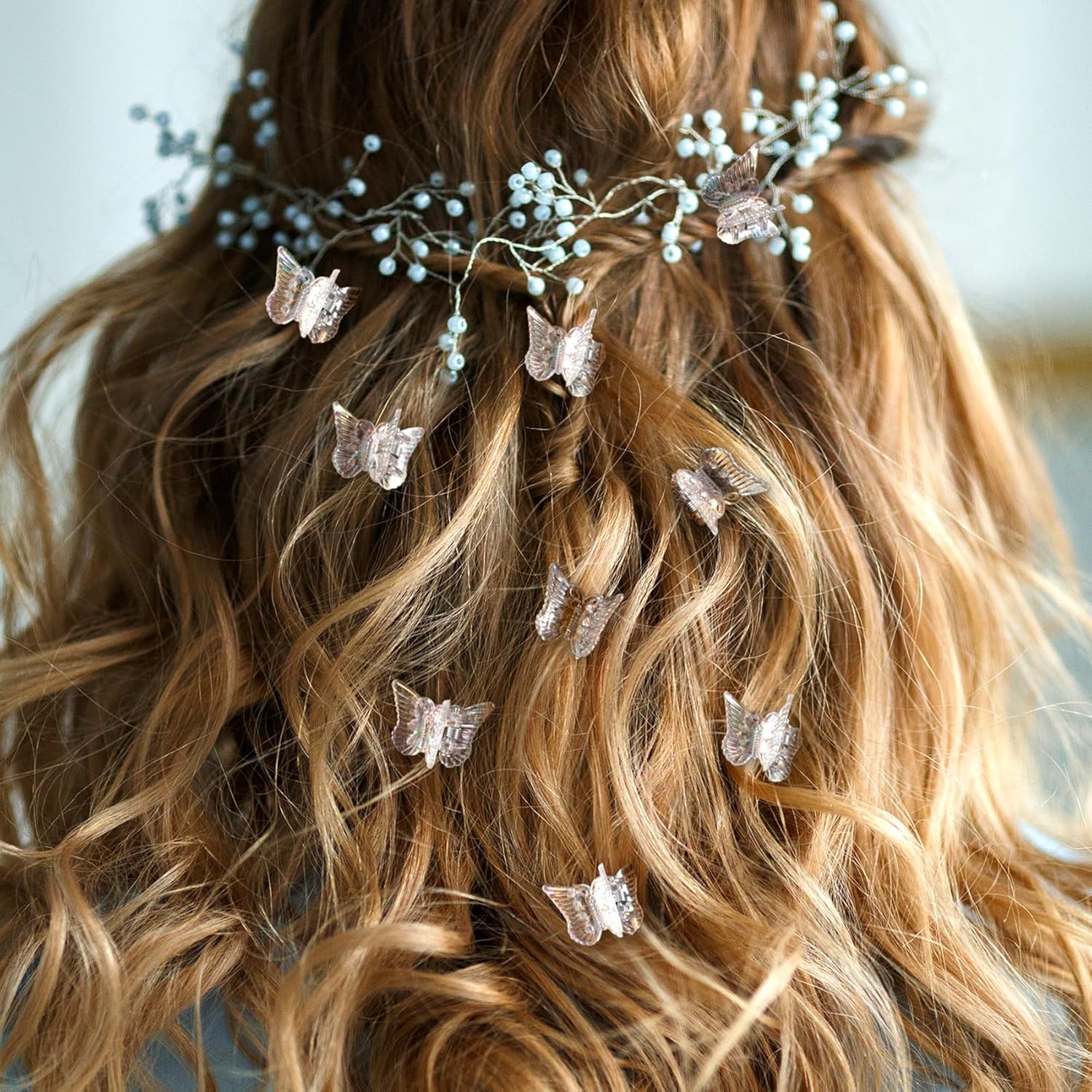 12pcs Mini Butterfly Claw Clips for Women, Glitter Hair Clips Claws, Small Y2k 2000s Butterfly Headwear Barrettes Accessories for Long Short Curly Straight Haircut- White - Image 3