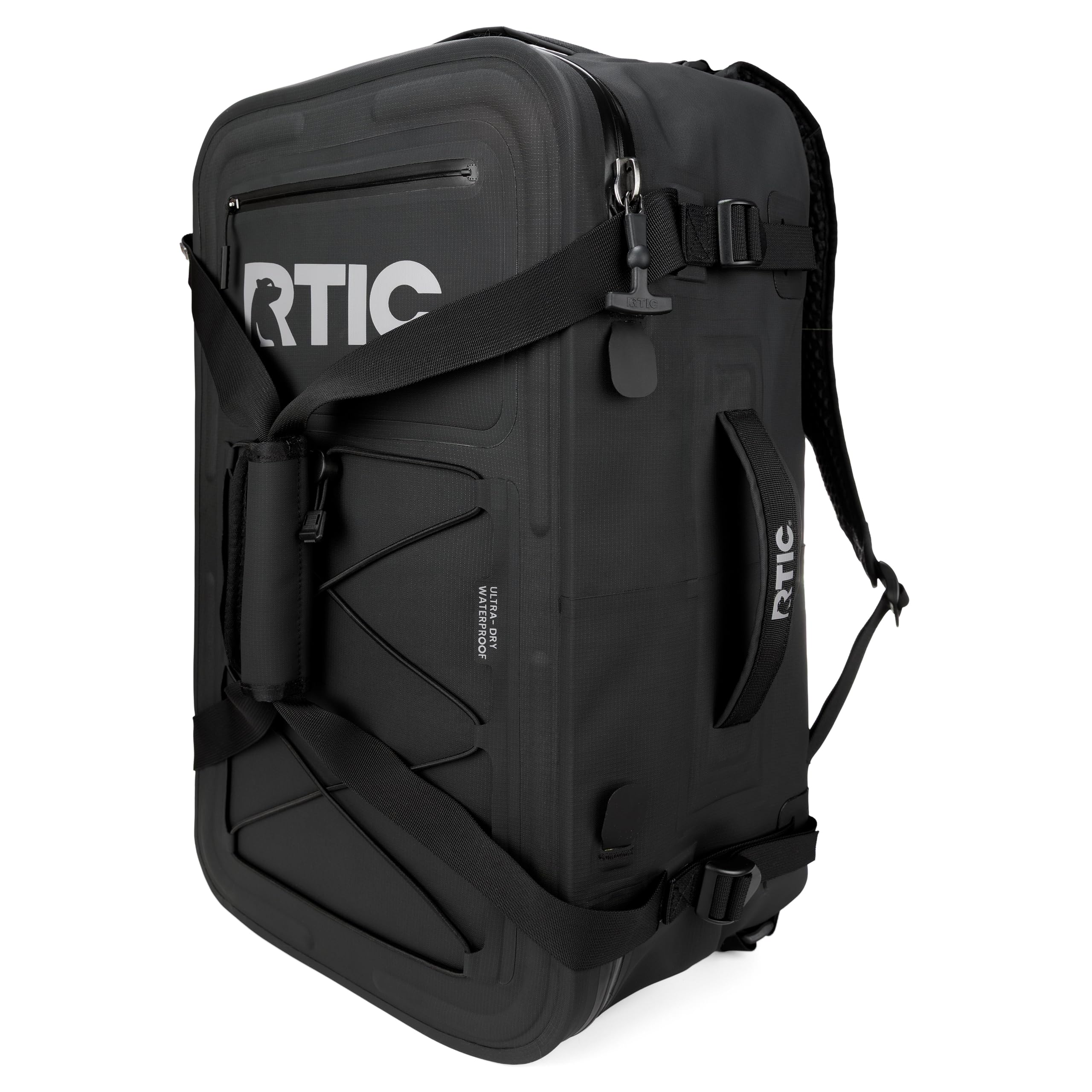 RTIC Ultra Dry Duffle Pack, Waterproof Outdoor Backpack Floating Bags for Hiking, Travel, Camping, Boating, Backpacking, 60L, Black & Graphite