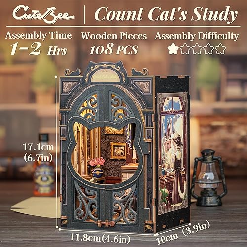 Miniatura 3 de CUTEBEE Kit de rincón de libros – Kit de casa en miniatura para adultos y adolescentes, casa de muñecas, casa de muñecas, modelo de decoración