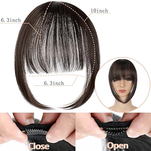 Miniatura 2 de Flequillo con clip, extensiones de cabello natural frontal ordenado, flequillo largo de una pieza, accesorio para el cabello para mujer