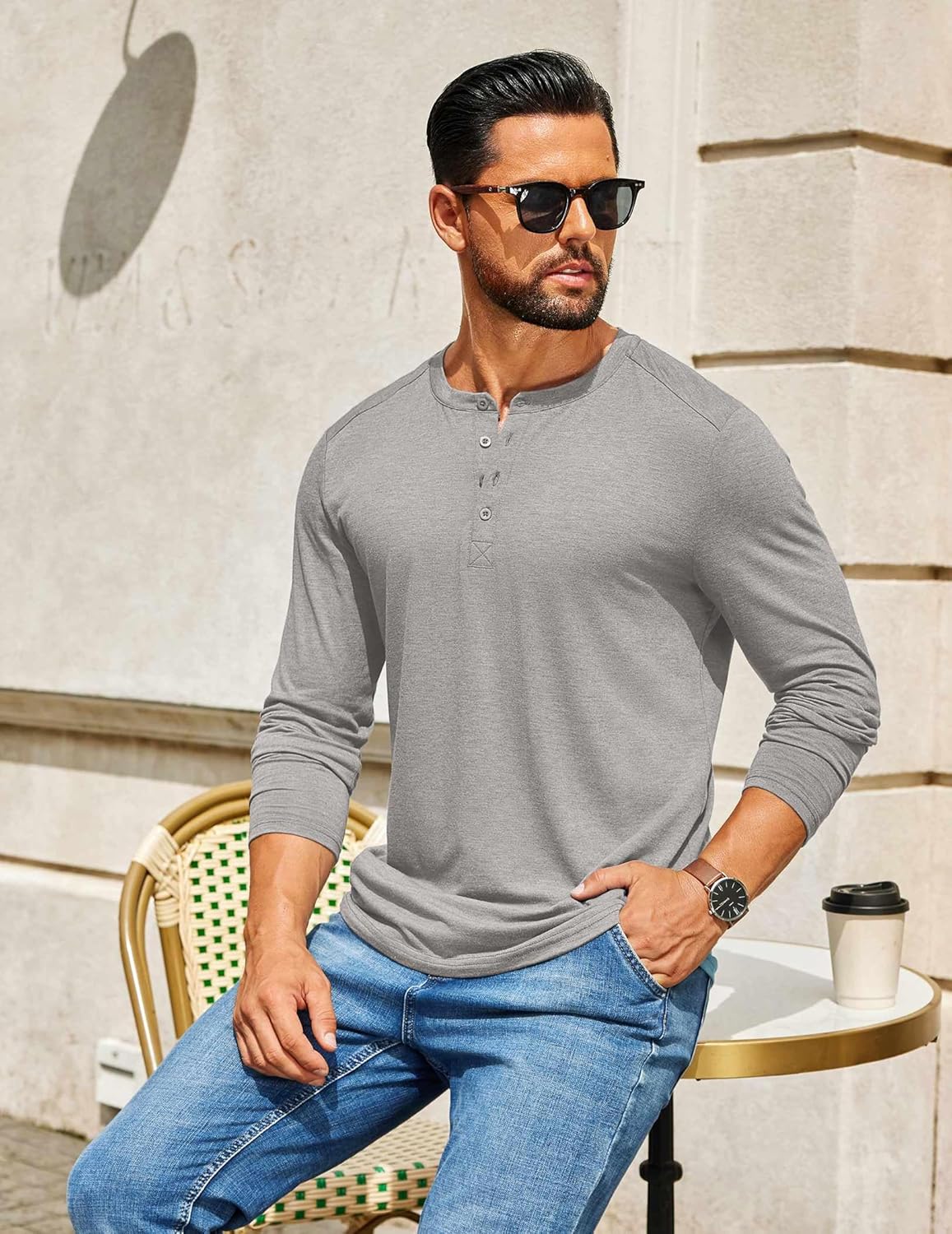 COOFANDY Men's Henley Shirts Long Sleeve T-Shirt Lightweight Fashion Casual Pullover Tee Shirt - Image 2
