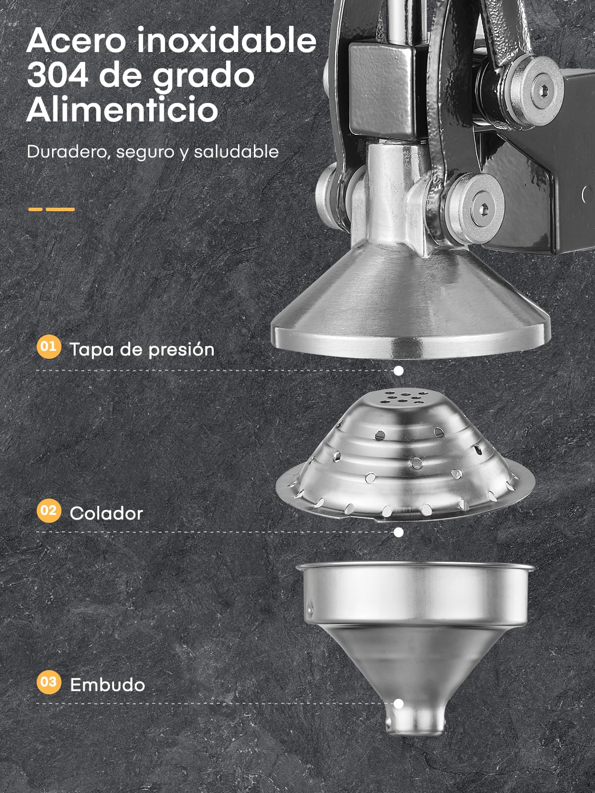 FOHERE Exprimidor Manual de Palanca de Hierro Fundido, Exprimidor de Limones, Naranjas y Granadas Profesional con Vaso de Acero Inoxidable de 400ml, Fácil de Limpiar
