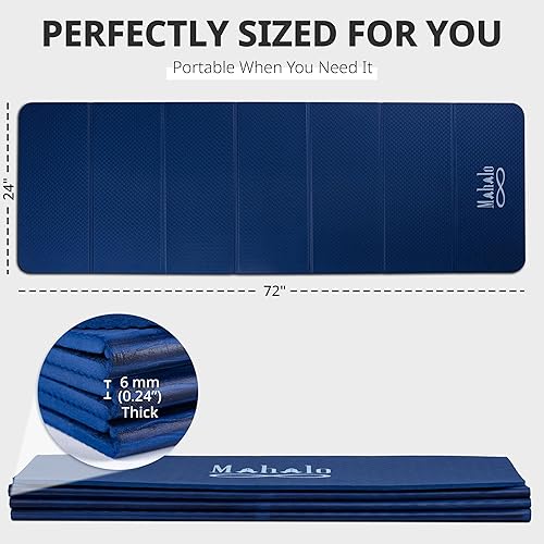 Miniatura 7 de Tapete de yoga plegable + bolsa de transporte + 2 bloques de yoga, tapete de entrenamiento de 7 pliegues de 0.236 in, fácil de almacenar,