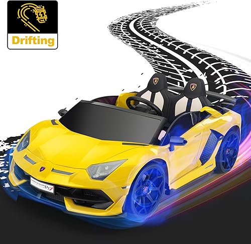 Miniatura 4 de TOBBI Lamborghini eléctrico de 2 plazas de 24 V para niños de alta velocidad 8.1 mih Drift deportivo con asientos de piel sintética con cinturón de