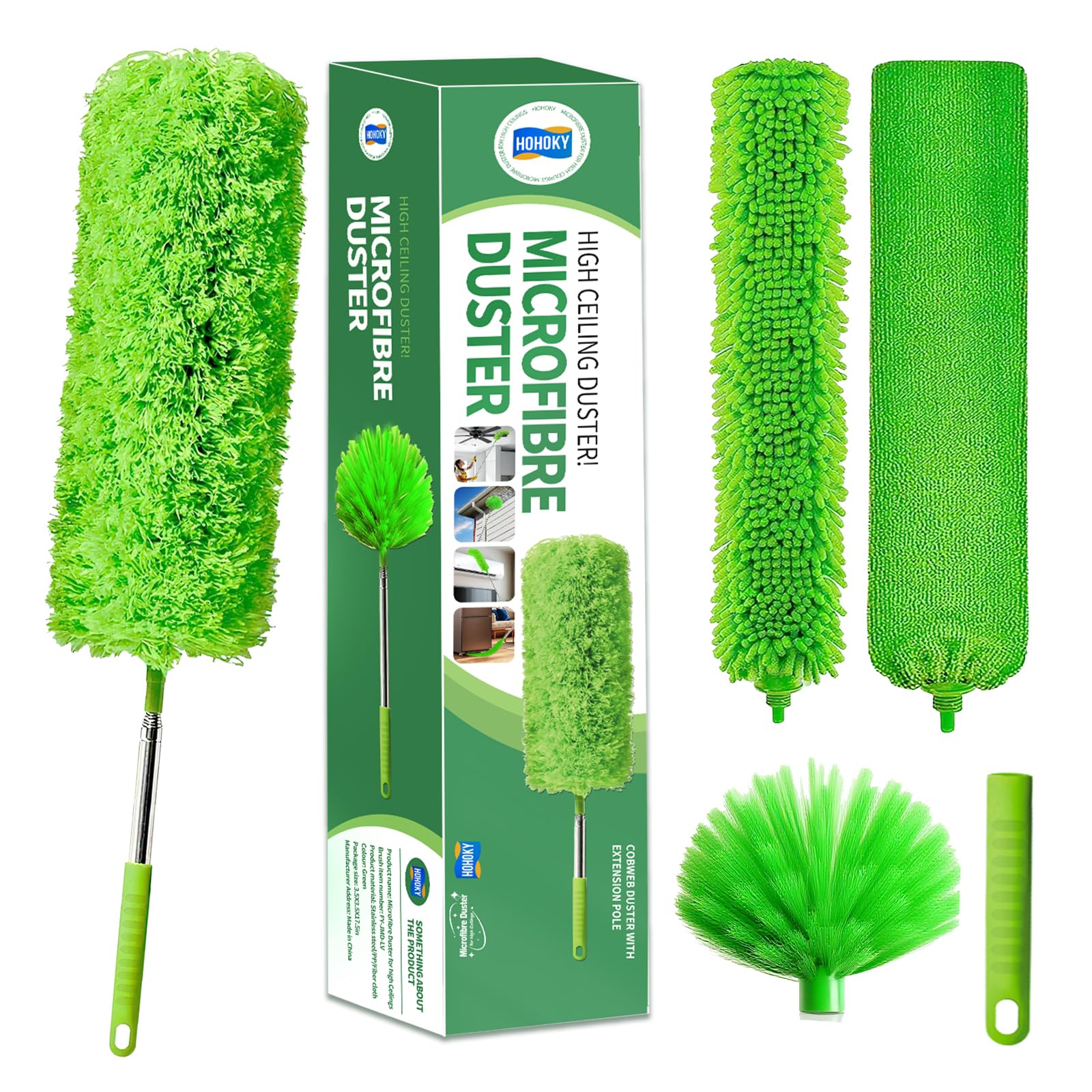 dusters for Cleaning extendable Long Handle，Webster Cobweb Duster with Extension Pole，Spider Web Remover Brush with Pole，Outdoor Web Cleaner Outside