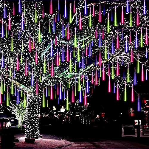 Aukora - Luces de Navidad para exteriores, enchufe UL, 24 tubos, 576 LED de lluvia de meteoros, tándem de témpanos, nieve, árbol de Navidad,