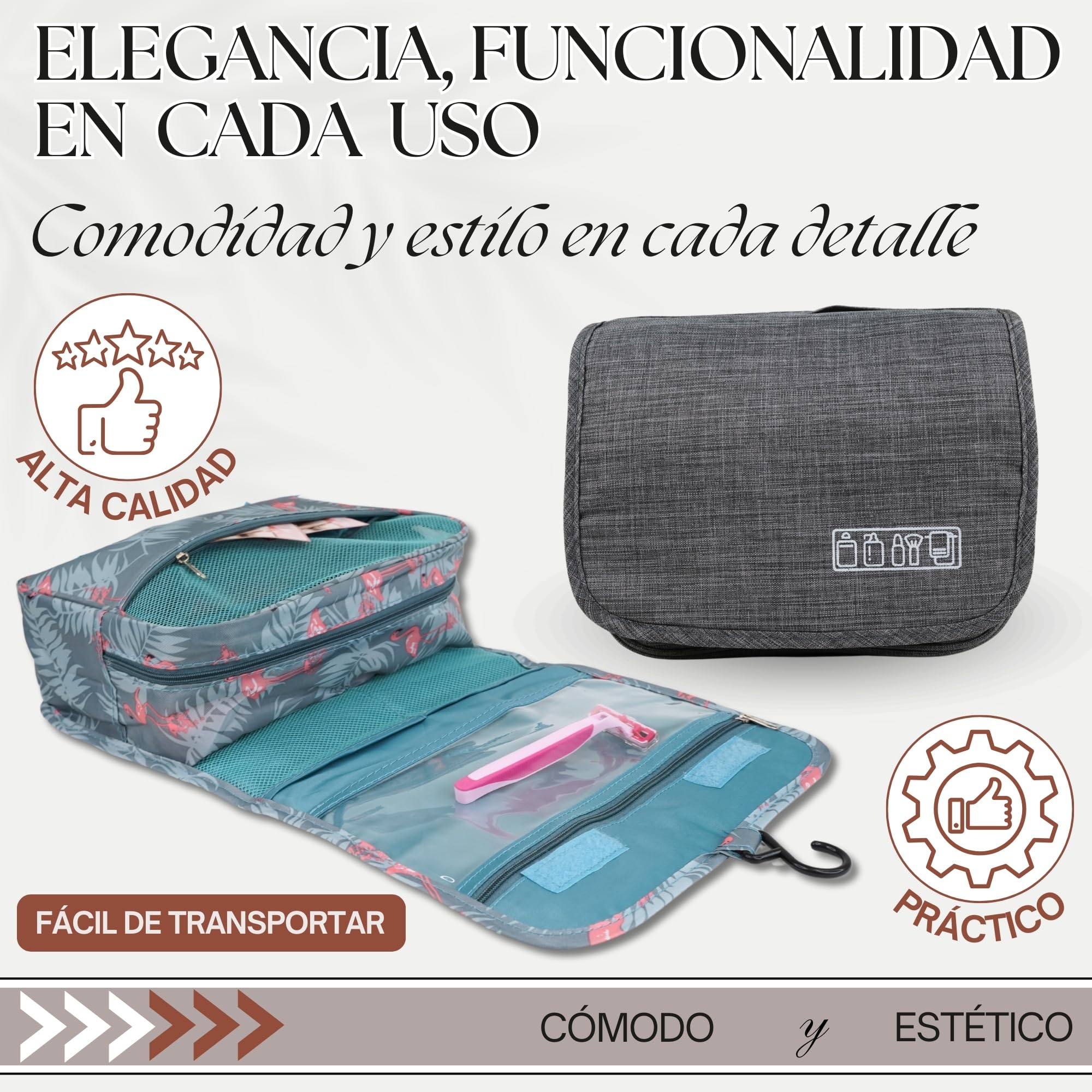 Neceser Viaje Colgante Impermeable Mujer, Viene con 2 Bolsas de Almacenamiento de Regalo, Neceser Mujer, Bolso Maquillaje, Bolsa de Aseo para Viajes Compacto, Ideal como Accesorios de Viajes