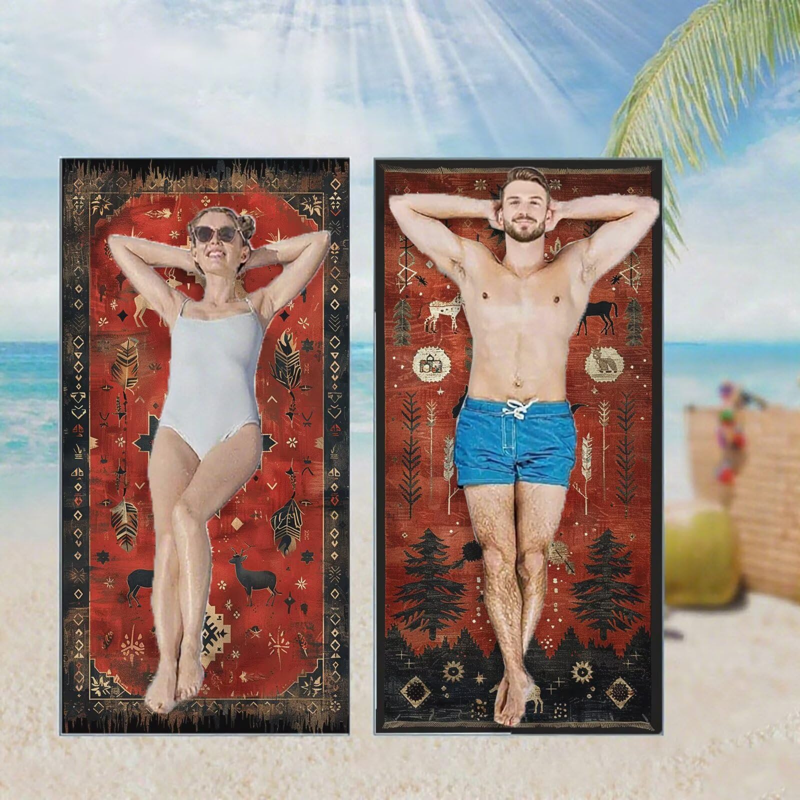 Ręcznik plażowy, ręczniki plażowe z mikrofibry, szybkoschnące lekkie ręczniki podróżne bez piasku, duży ręcznik kąpielowy dla dorosłych 90 x 200 cm, do pływania na basen, jogę, siłownię, kemping
