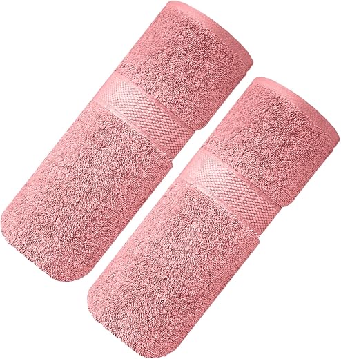 Sulfar 100% Terry Ring Spun Cotton Face Towel - Quick-Dry, Highly Absorbent (480 GSM) (30 x 30 Cm) Basic Pink (Pack of 2)