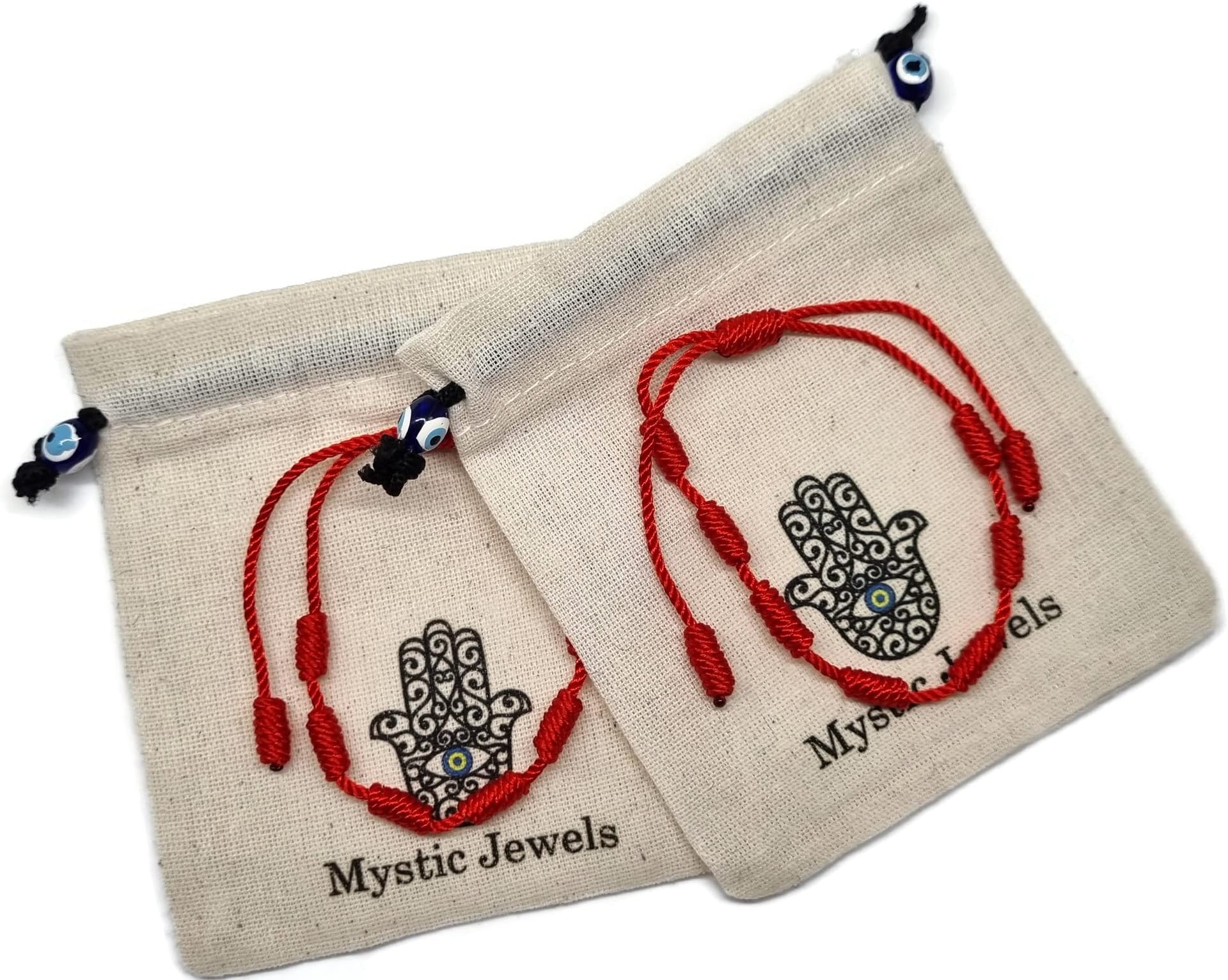 By Dalia – Kabbalah Bracelet – 7 Knots of Red Thread – Unisex – Adjustable – Eye Protection – Good Luck – Good Luck