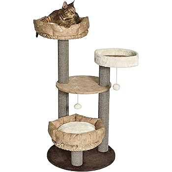 Amazon Com Midwest Homes For Pets 47 7 Inch Feline Nuvo Summit Fashionable Cat Tree With Removable Lounging Cat Bed Brown Tan 139s Tn Pet Supplies