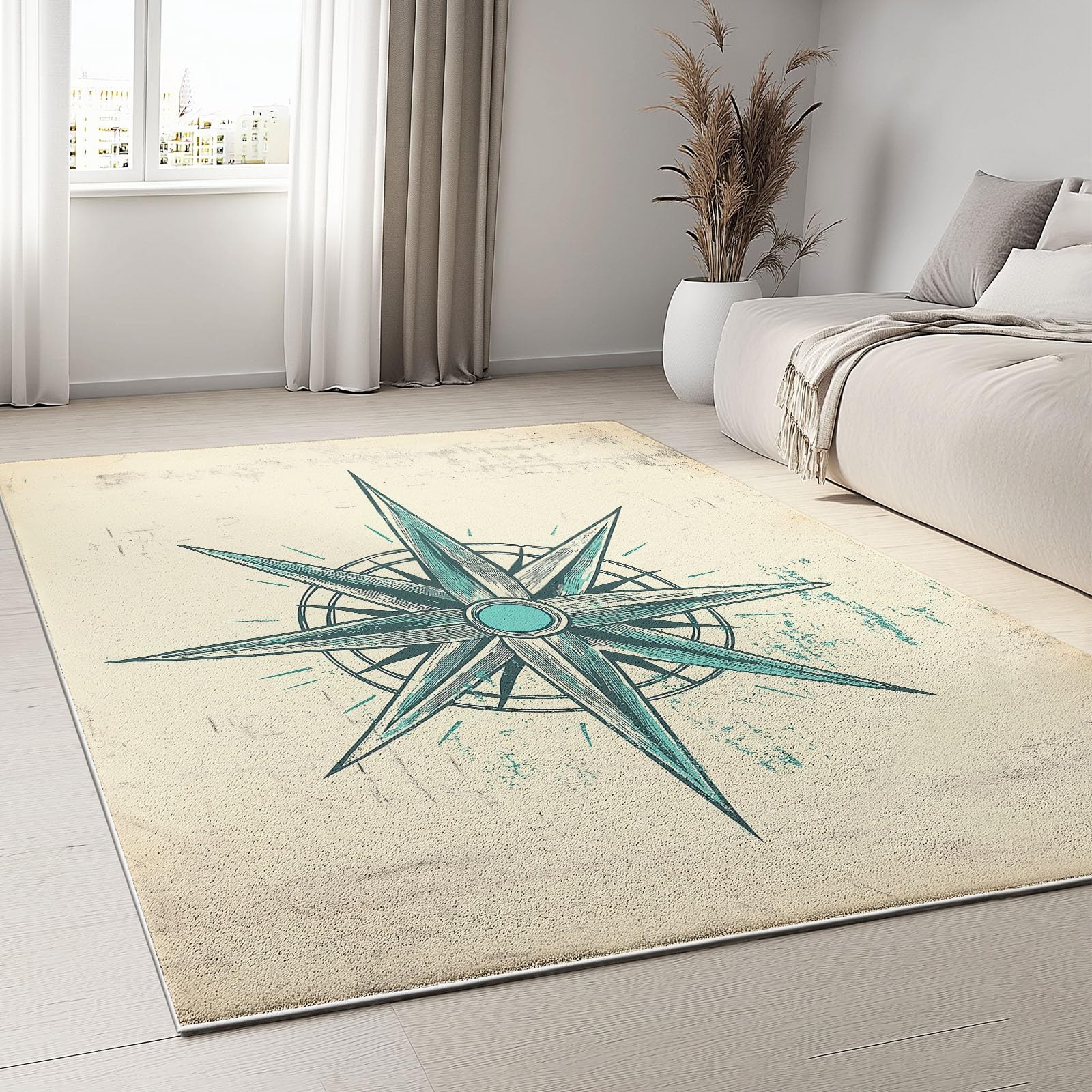 Stile Retrò Tappeto lavabile in lavatrice 80x150cm, Trama Dipinta A Mano Retrò Rosa Dei Venti Antiscivolo Non perde pelucchi Tappeto, Tappeto vintage per interni per soggiorno, camera da letto