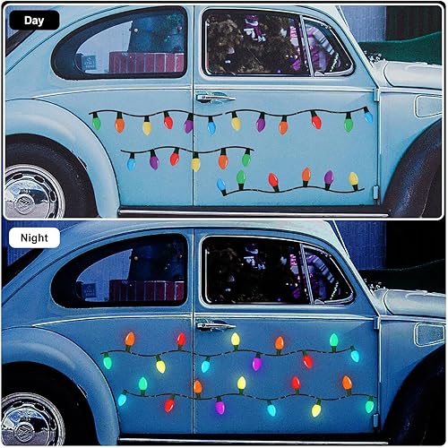 Miniatura 5 de 48 imanes reflectantes para automóvil, 24 imanes de bombilla para automóvil con 24 imanes en forma de línea, decoración magnética para automóvil,