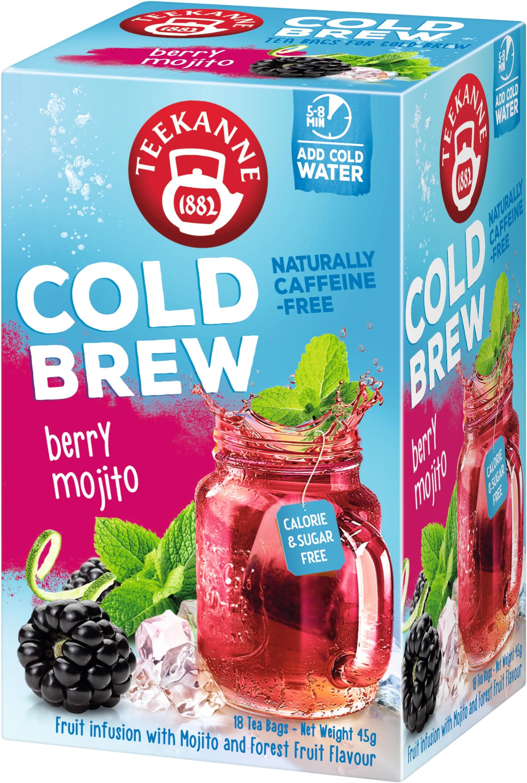 Berry Mojito Cold Brew Tea Infusion Ice Cool Sensations All Natural Real Fruit with Herbals Forest Fruit Blackberries Lime Rosehip Mint Hibiscus