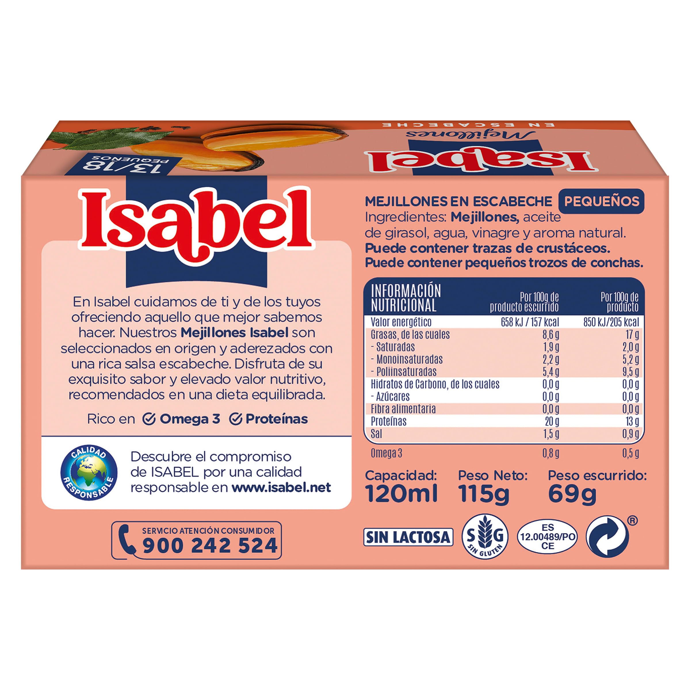Isabel Mejillones De Las Rías Gallegas En Salsa Escabeche 115 g 13-18 Piezas