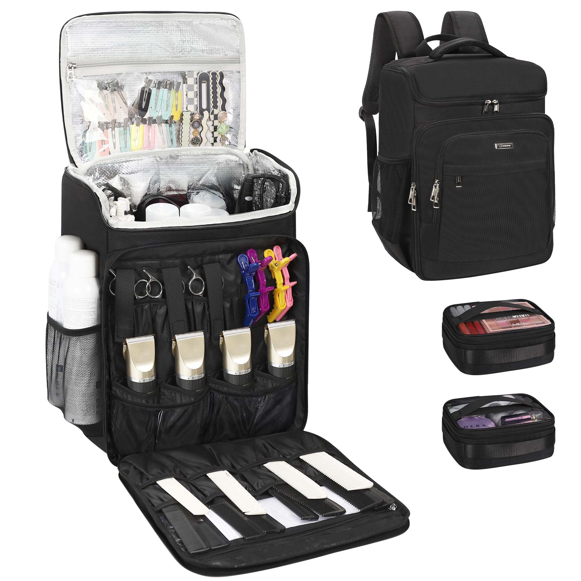 Relavel Large Black Barber Travel Backpack Bag