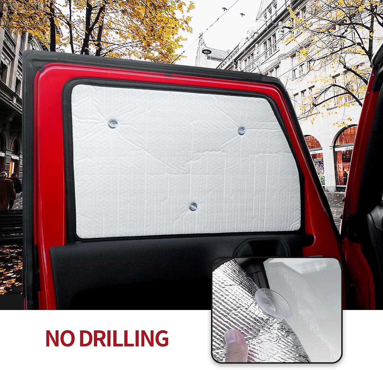 CheroCar for Jeep JK Windshield Sunshade Side Window Sun Shade Sunscreen Heat Sun Visor Compatible with 2007-2018 Jeep Wrangler JK JKU, 8PCS