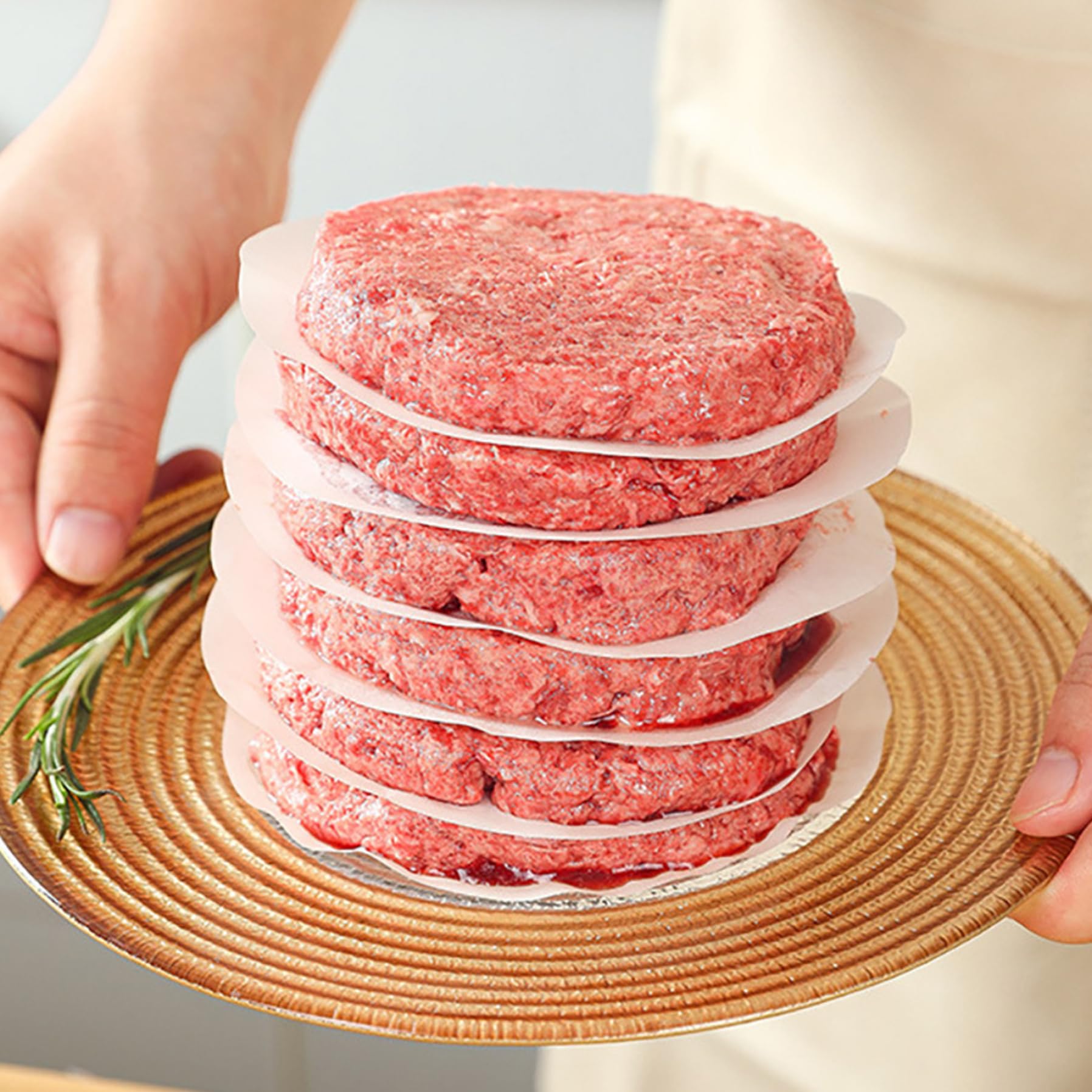 Patty Paper 500pcs Hamburger Round Patty Papier, papier Patty Round Burger de 5,1 pouces, feuilles de papier cire sans bâton Papier parchemin pour nourriture, four, congélateur micro-ondes sûr Hambur