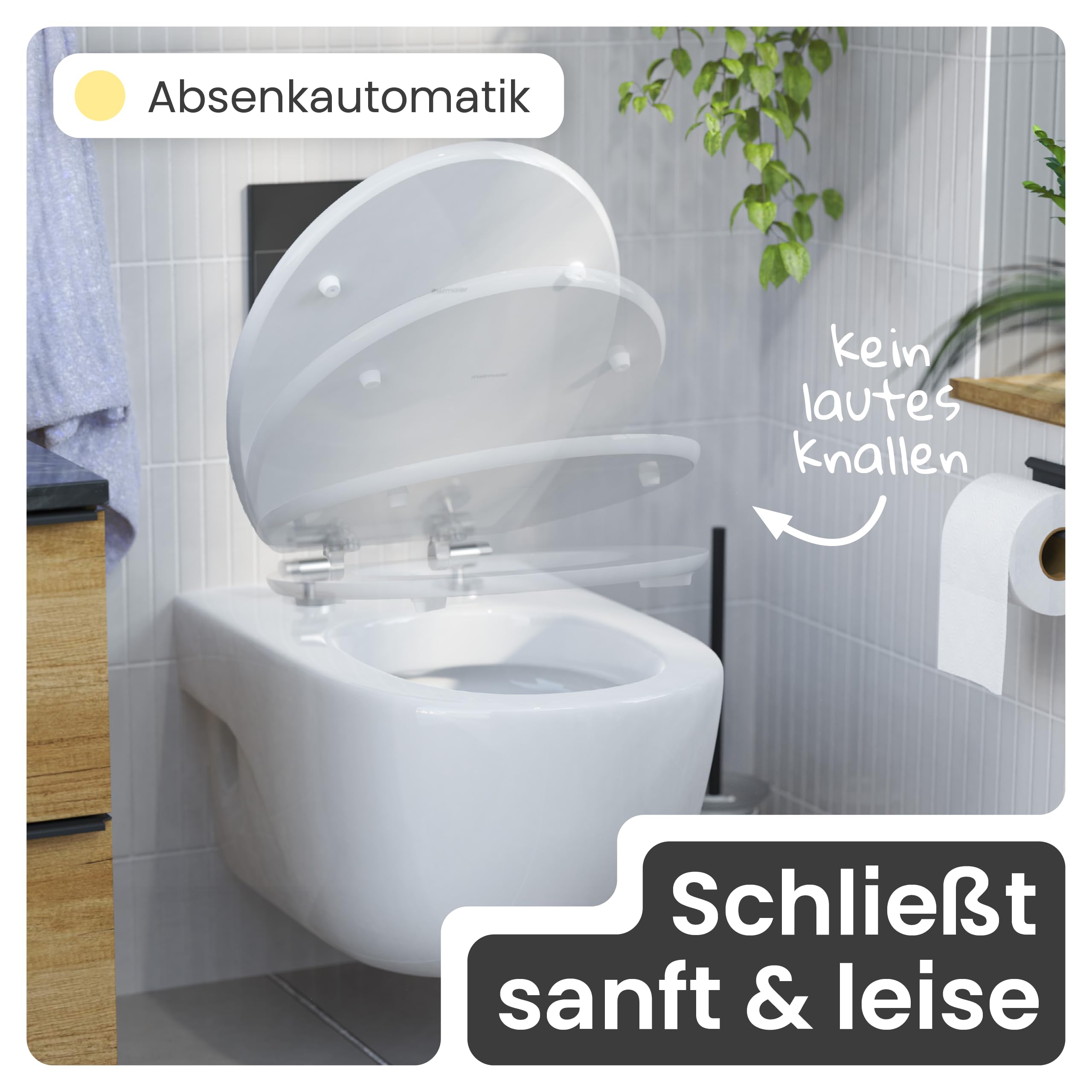 instmaier Gaia | Toilettendeckel | Oval | Weiß | FSC zertifiziert | WC-Sitz mit Absenkautomatik | Toilettensitz aus nachhaltigem Holz | Klodeckel | Klobrille | Toilettenbrille