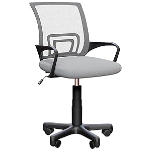 Vida Designs Airsdale - Silla de Oficina ergonómica de Malla de Altura Ajustable, Silla giratoria con Brazos de Apoyo para la Espalda y Ruedas de 360 Grados para Trabajo en casa y Estudio (Gris)