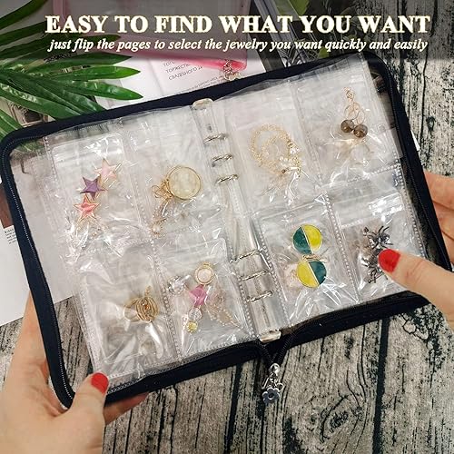 Miniatura 2 de LingLingo Organizador de joyas para aretes caja transparente para almacenamiento de joyas bolsa transparente con cremallera para collar y pulsera