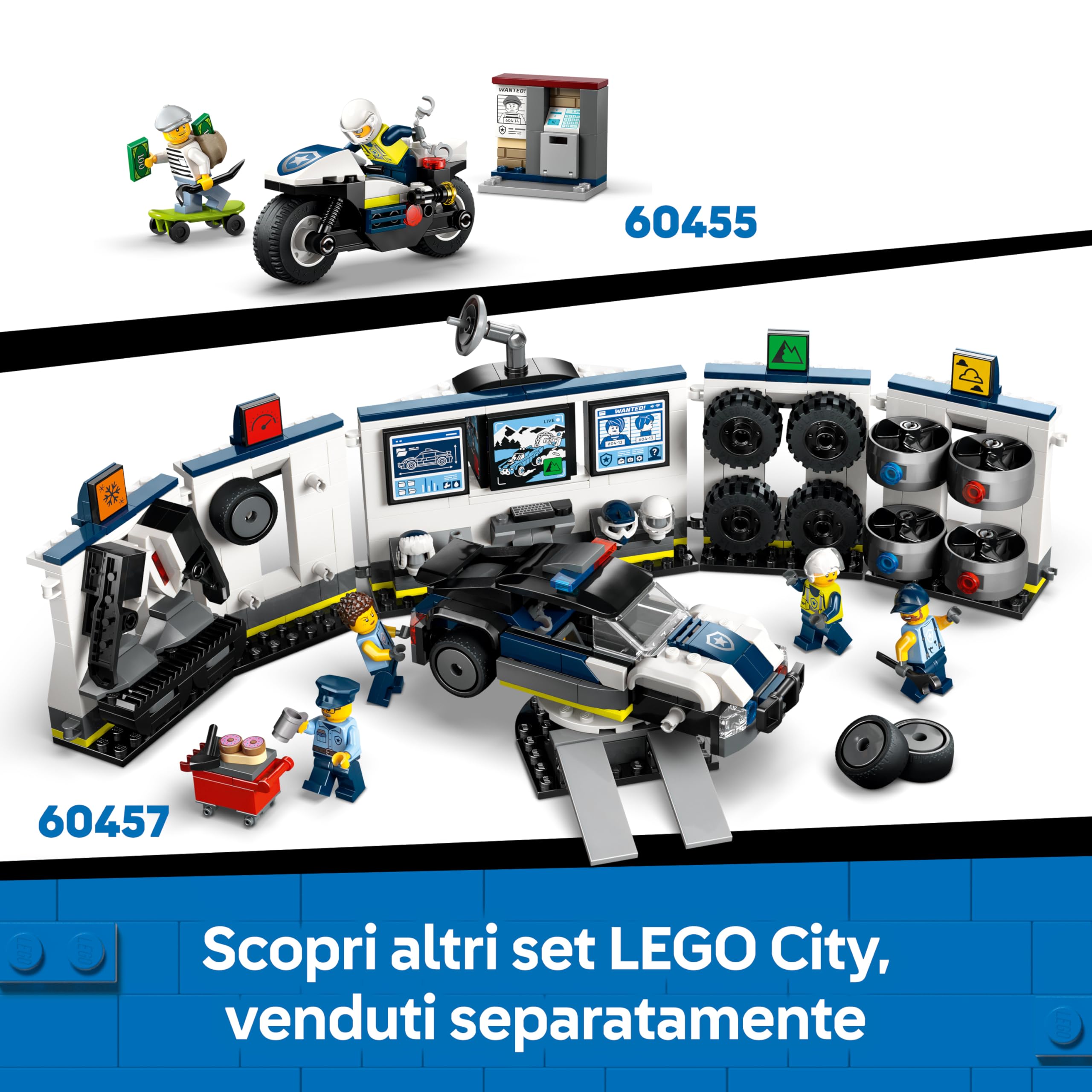 LEGO City Inseguimento del Motoscafo della Polizia – Include 2 Barche Giocattolo, 3 Minifigure e una Figura di Squalo – Regalo per Bambini e Bambine da 6 Anni in su – 60456