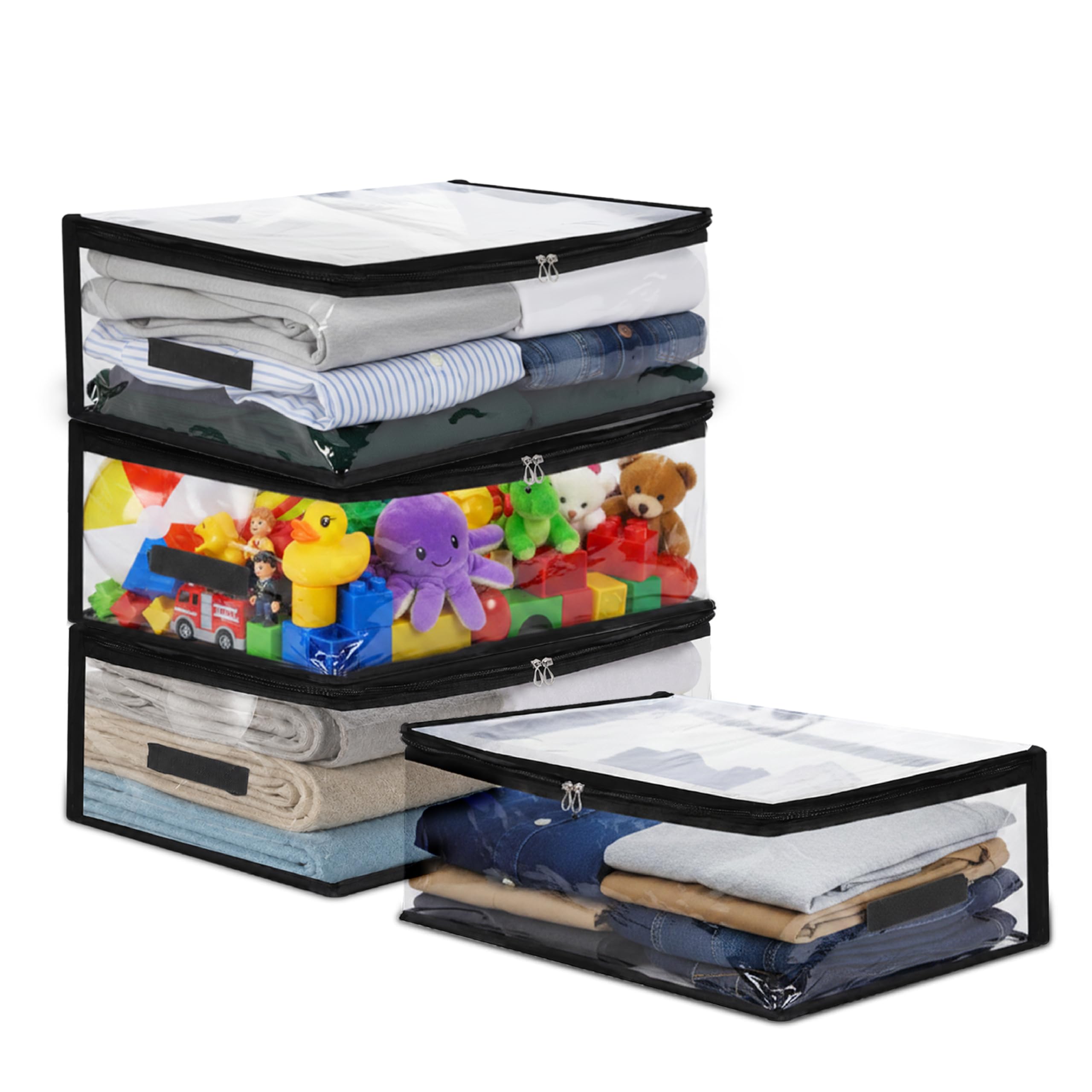 IMAWORKS Transparent Plastic Clothes Storage Bag (Pack of 4) | Clothes Organiser for Wardrobe | Saree Covers with zip |Saree Organizer for Wardrobe | Saree Bags Storage | Saree Covers for Storage-picture-32