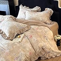 Vista 55 de VM VOUGEMARKET - Juego de funda de edredón floral rosa, Queen, 3 piezas, ropa de cama de algodón para niñas estilo campestre romántico, con cierre