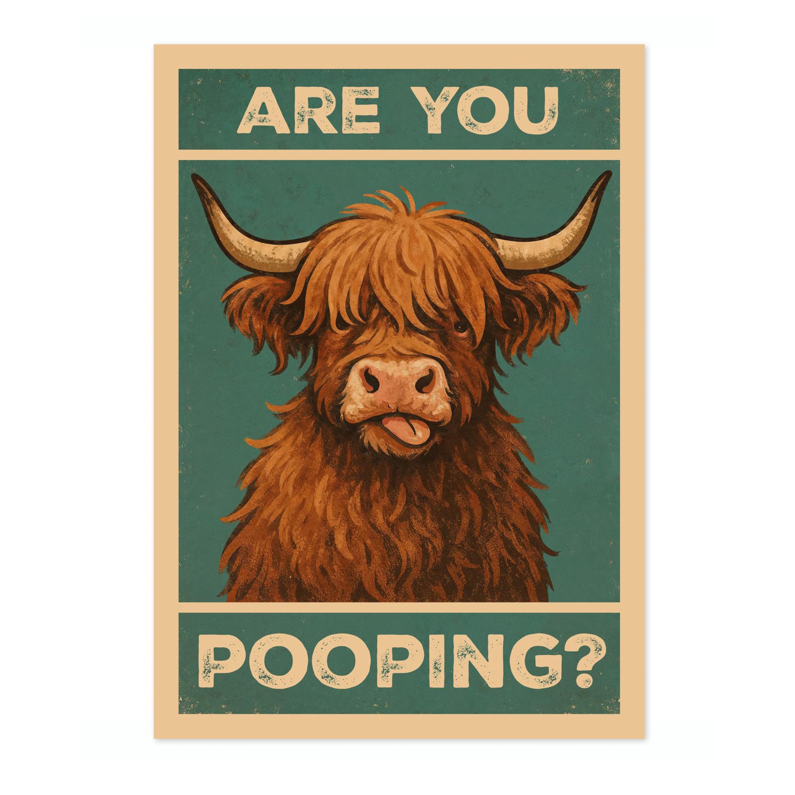 Are You Pooping? Poster, Retro Animal Bathroom Print, Comedy Toilet Wall Art, A3 (Print Only) - 42x29.7cm โ image 1