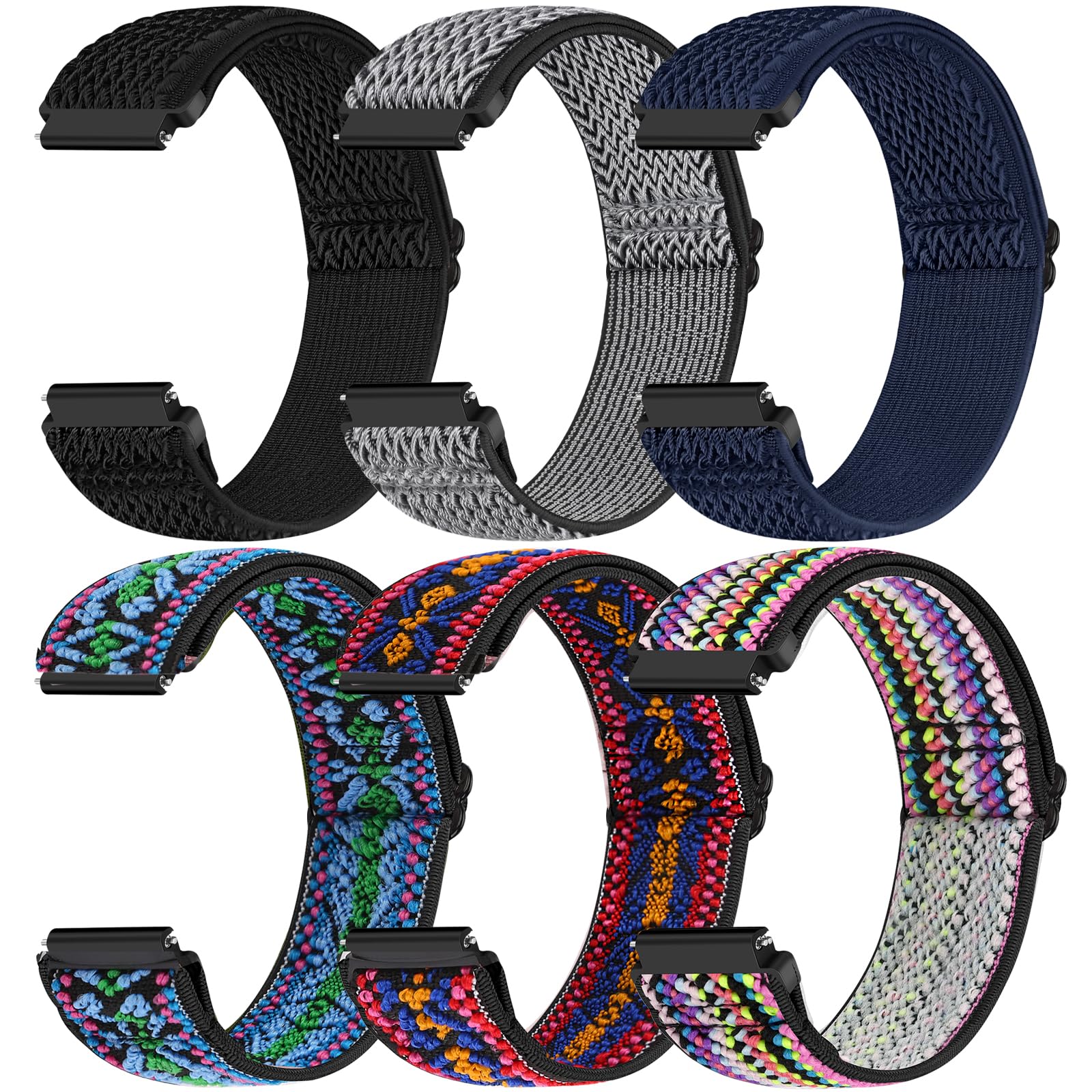 Photo 1 of 20mm Quick Release Elastic Band Compatible with Samsung Galaxy Watch 7 6 5 4 40mm 44mm/Garmin Vívoactive 6/5/3/3 Music/Forerunner 570 42mm/55/158/165/245/645/Amazift Active 2/Active/T-Rex 3 Pro 44mm