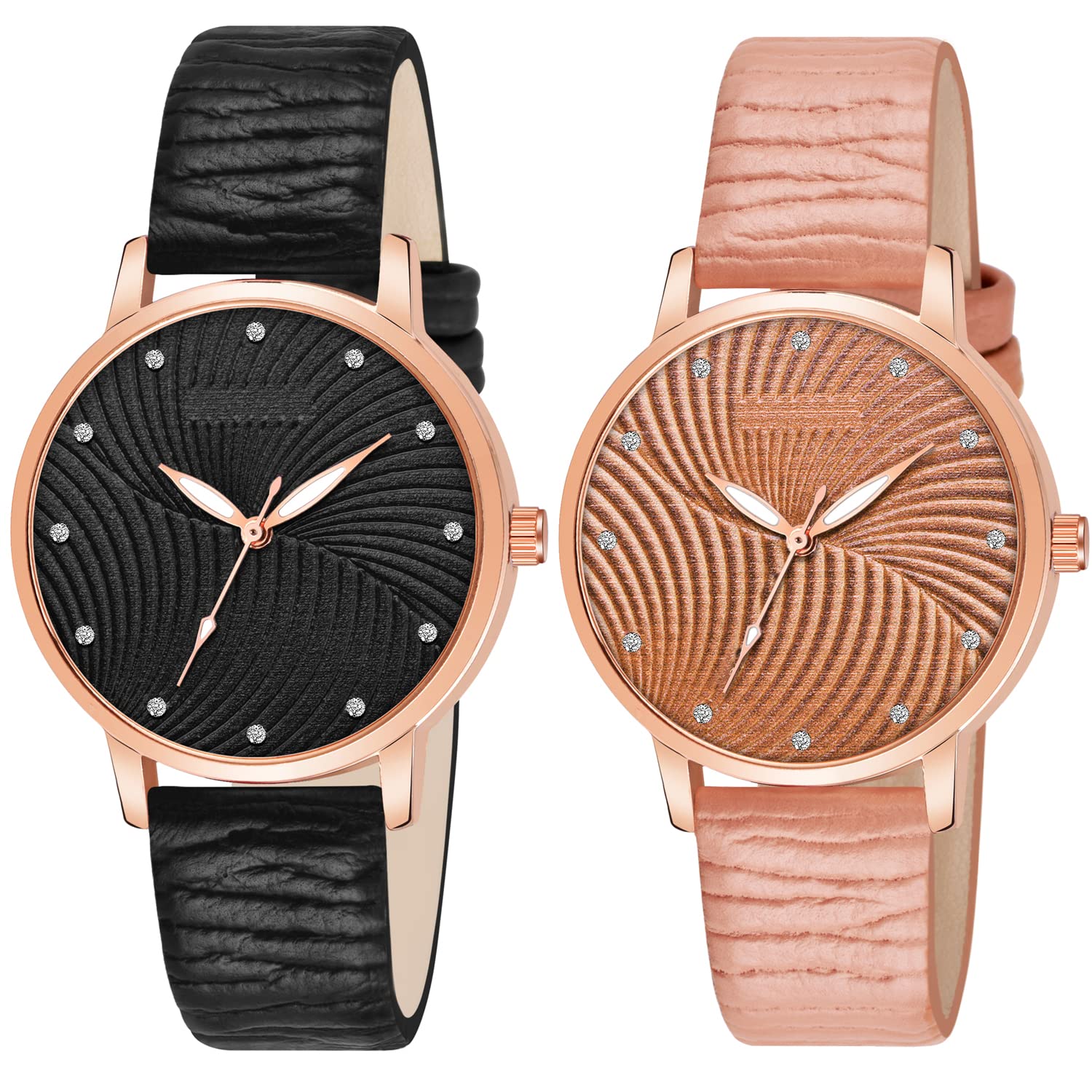 CLOUDWOOD Combo Pack of Analog Wrist Watch for Womens and Girls (Multicolor Dial Black & Tan Colored Strap) (B0B2JYRS8K) Amazon Price History, Amazon Price Tracker