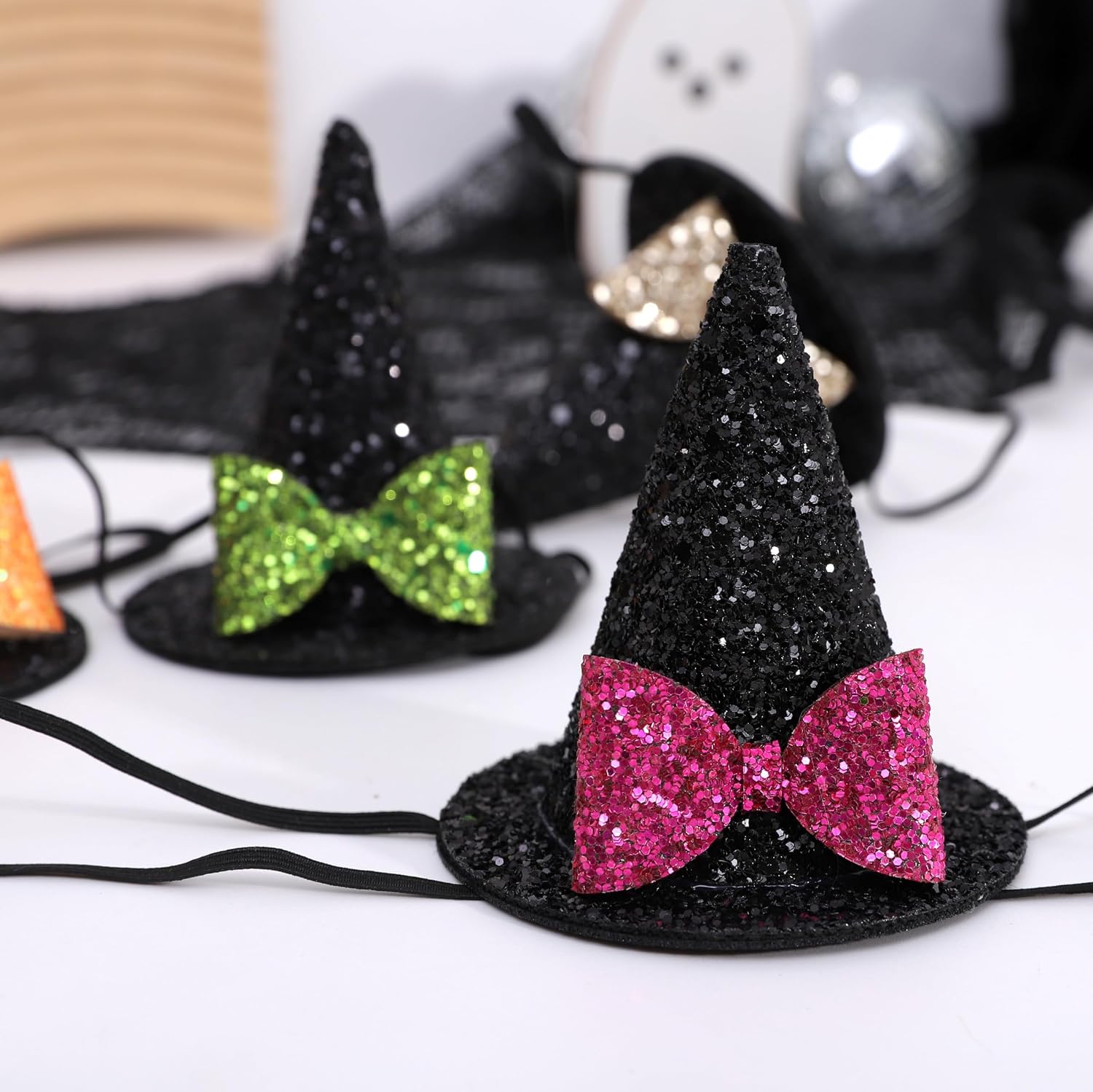 Mini Glitter Witch Hat Headband - Halloween Hair Accessory for Women, Purple Wickd Witch Headband, Halloween Witch Costume, not a toy