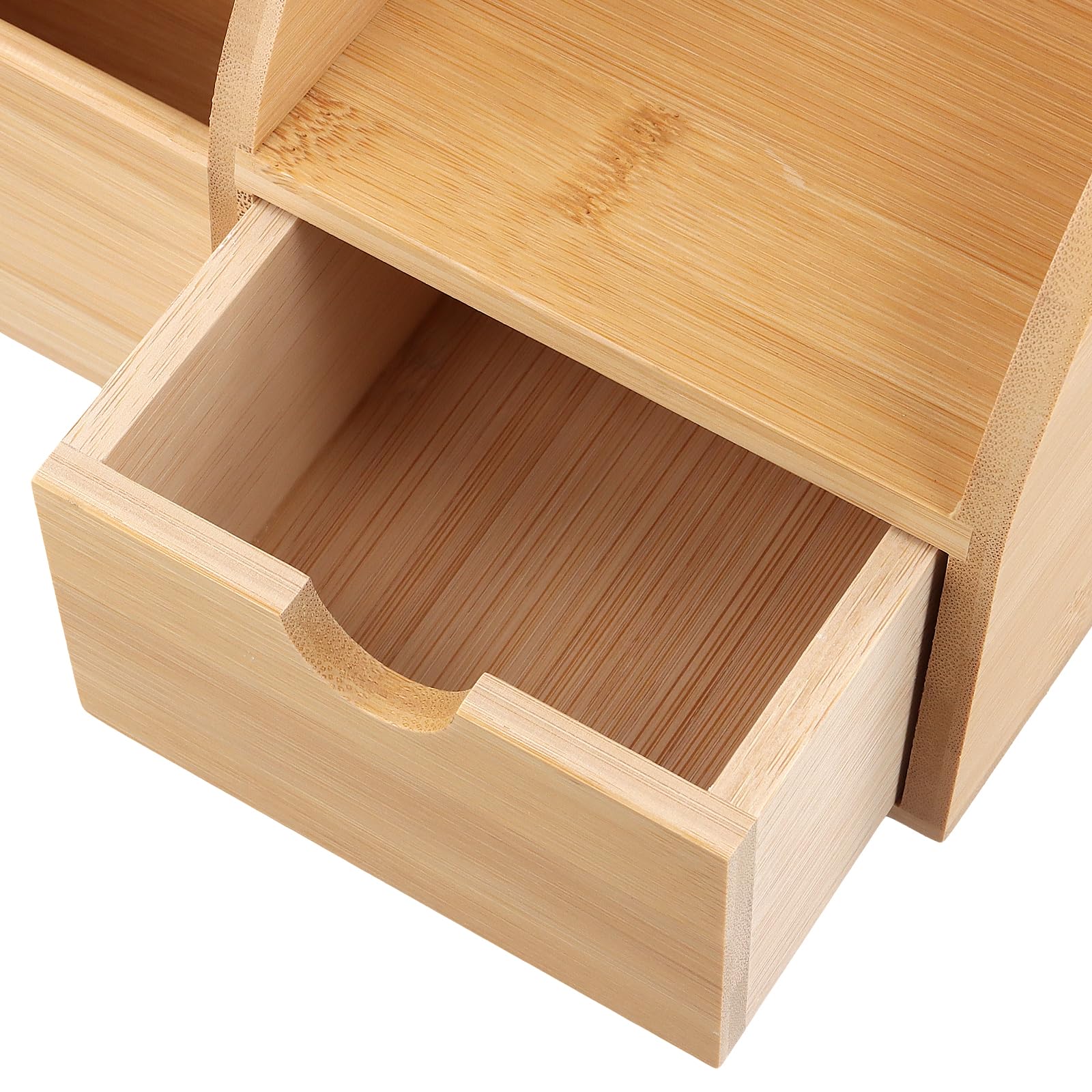 Pot à Crayon en Bois Naturel 26 x 15 x 14 cm Porte-Stylo Bureau Organisateur Rangement pour Stylos Pinceaux Maquillage Maison École
