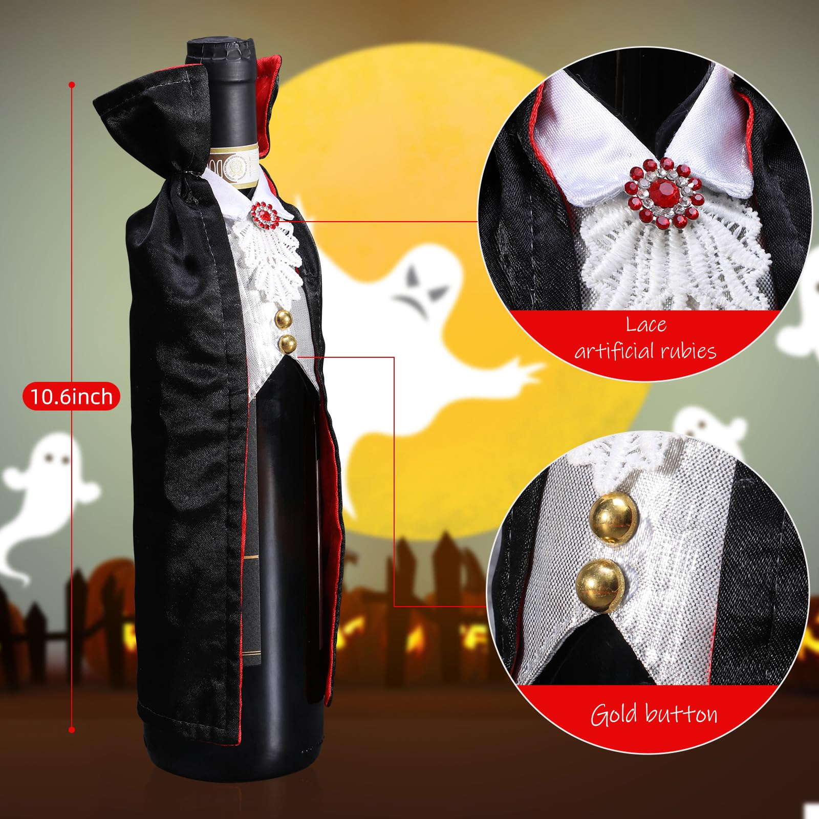 SIRIPHUM Halloween Wine Bottle Cover Decoration - Dracula & Vampire Wine Holder, Wine Gift Accessories for Halloween Home Decor or Fall Hostess Gift