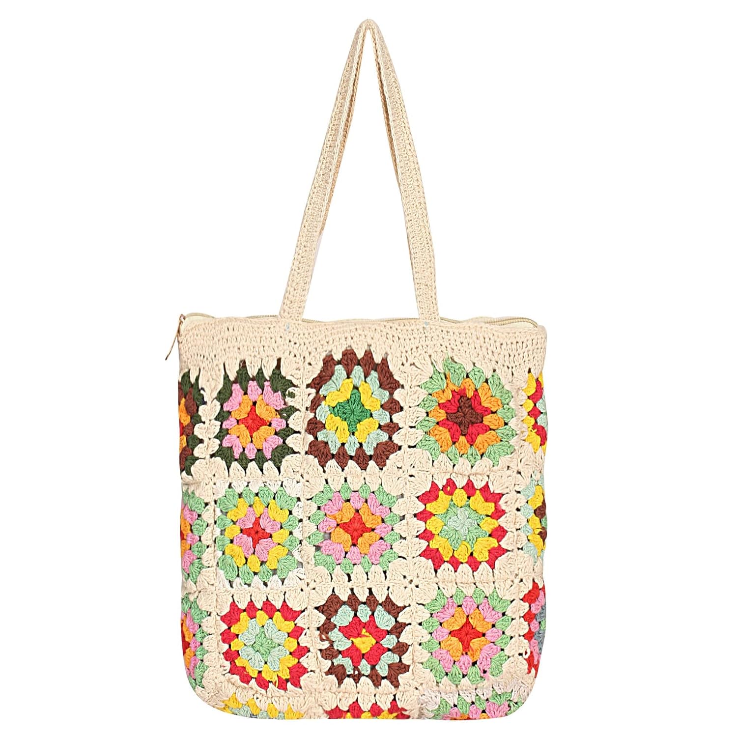 Trend Overseas Handwoven Crochet Multicolour Flower Fishing Net Handbag Shopping Woven Shoulder Bag for Women - Review, Price and Buying Guide