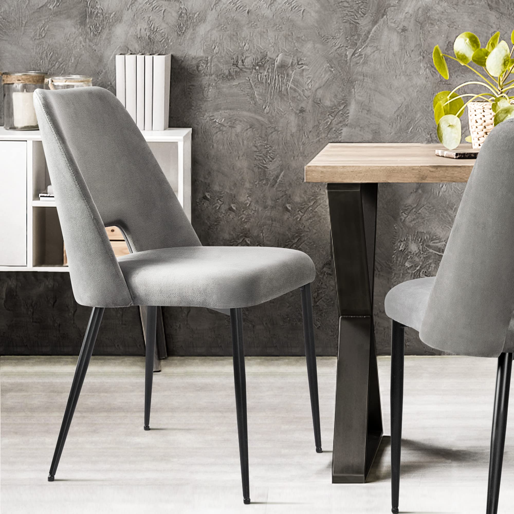 Comfy to go Mid Century Modern Dining Chairs, Velvet Upholstered Kitchen Dining Chairs with Ergonomic Backrests and Sturdy Metal Legs for Kitchen, Dining Room and Living Room