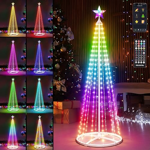 Árbol de Navidad Inteligente LED de 5 Pies - Árbol de Navidad Iluminado para Exteriores e Interiores Decoraciones de Árbol de Navidad Árbol Cónico