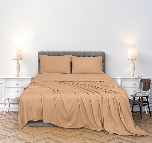 Miniatura 10 de Royale Linens Juego de sábanas de 300 hilos 100% algodón impreso, 1 sábana bajera, 1 sábana encimera, 2 fundas de almohada, juego de sábanas de lujo