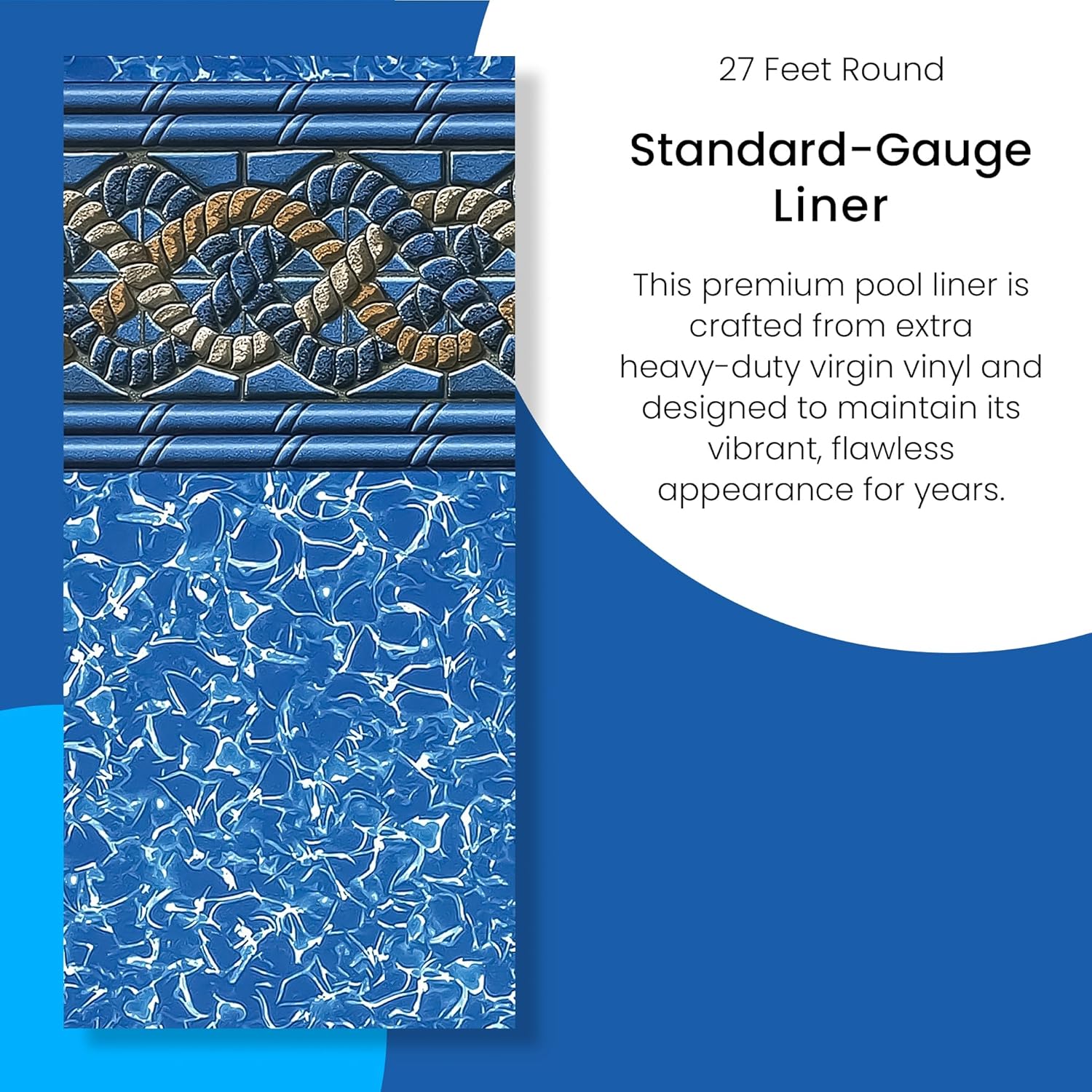 27' Blue and White Round Mystri Unibead Above Ground Swimming Pool Liner