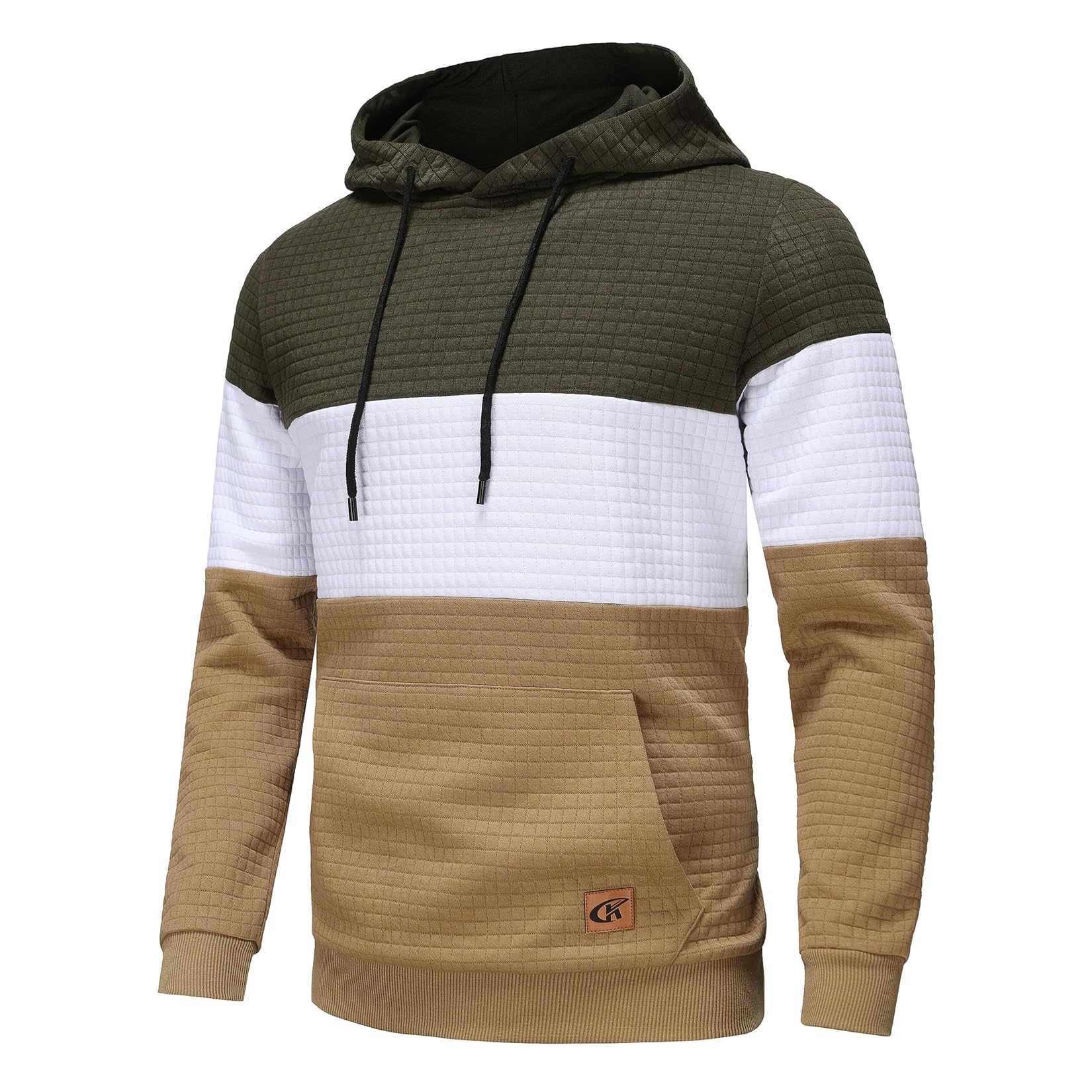YuKaiChen Herren Pullover Herren Patchwork Hoodie Langarm Jacquard Kaputzenpullover Farbblock Sweatshirt mit Taschen