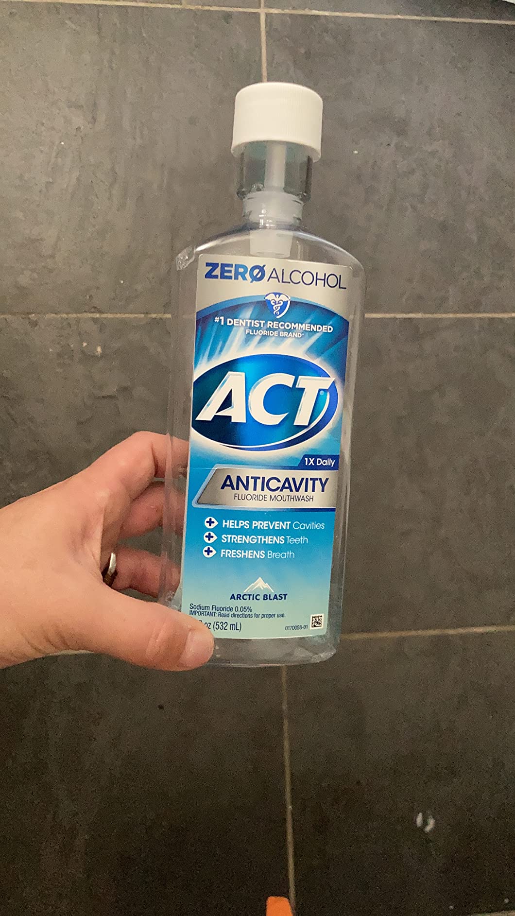 ACT Anticavity Zero Alcohol Fluoride Mouthwash 18 fl. oz., With Accurate Dosing Cup, Cinnamon (Pack of 1)