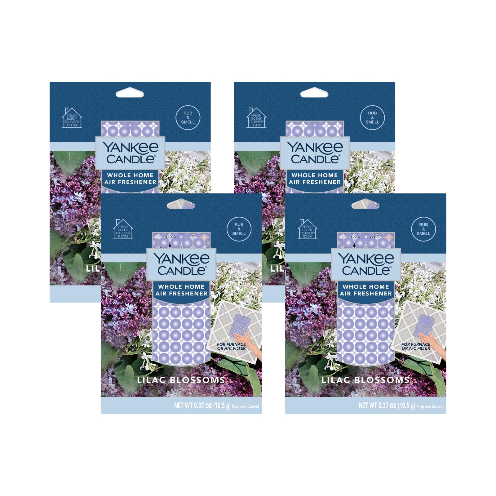 Yankee Candle Whole Home Air Freshener, Long Lasting Odor Eliminating Fragrance for Home, Continuous Room Freshener, Lilac Blossoms (Pack of 4)