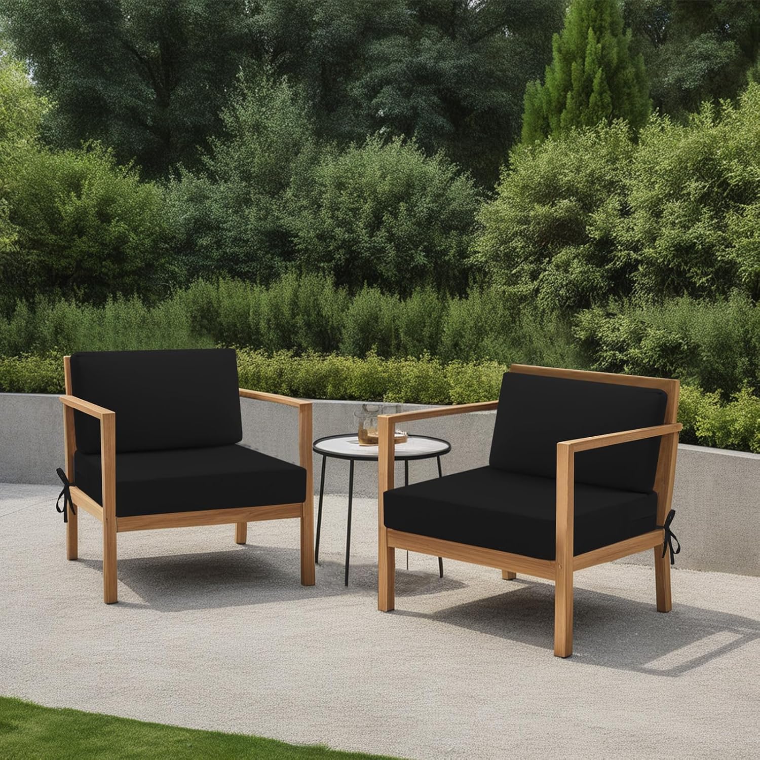 idee-home outdoor cushions for patio furniture, outdoor seat cushion, waterproof hampton bay deep seat replacement couch chair cushions for garden lawn backyard deck, 26.5 x 26.5 black classic black 26.5 x 26.5 in