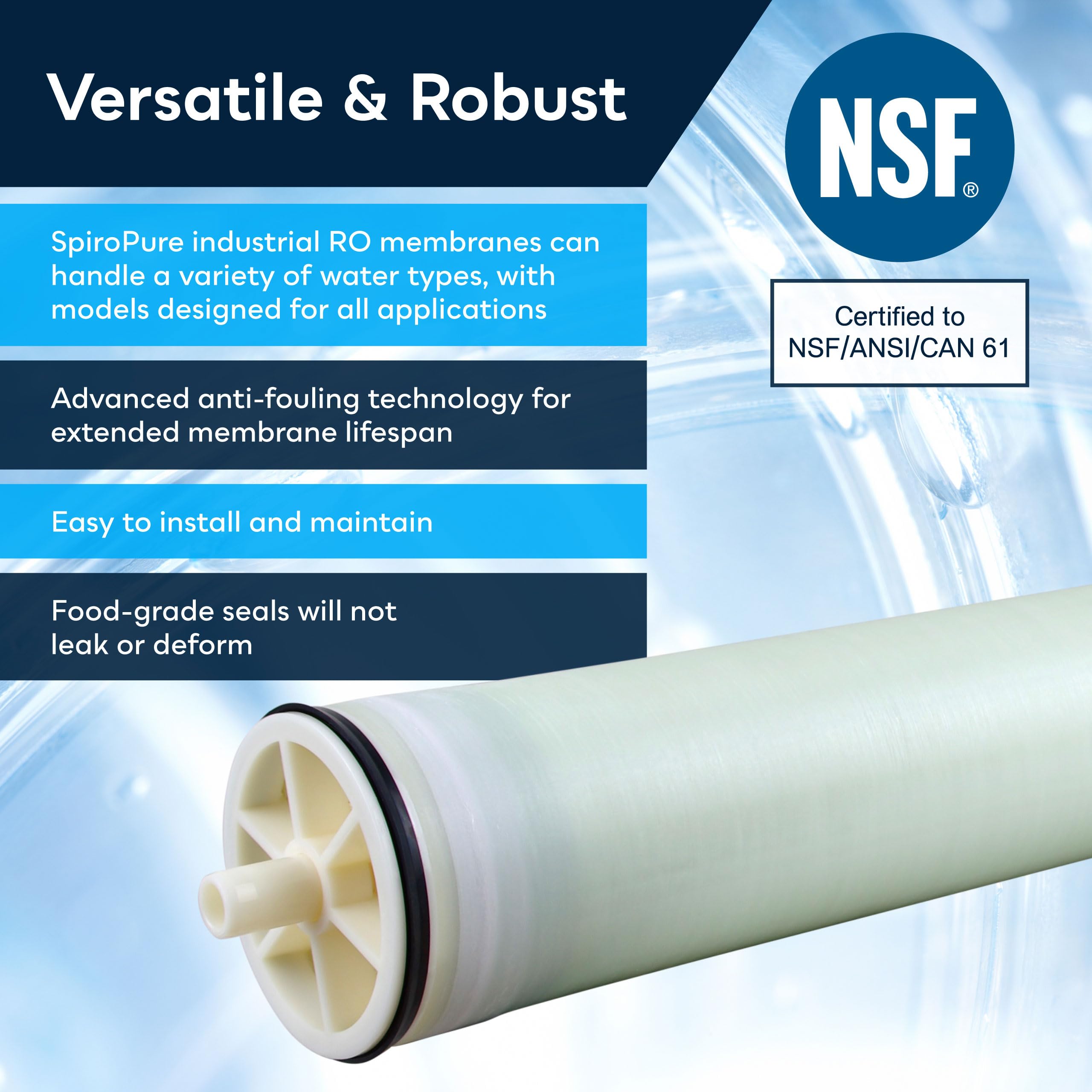 SpiroPure SP-BW4040 NSF-Certified 4x40 Membrana industrial RO elemento de ósmosis inversa de agua salobre TW30-4040 TML10D CPA2-4040 AG4040FM RE1-4040 LG-BW-4040-R BW-4040