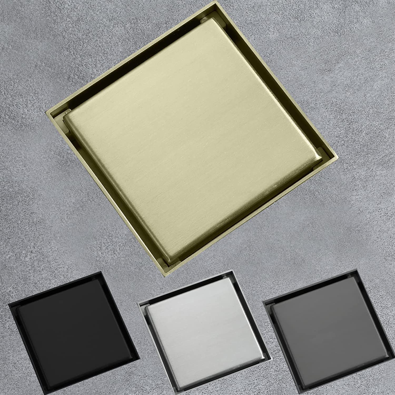Desagüe de Suelo, Cubierta de desagüe de Ducha, desagüe de Suelo Oculto Cuadrado de Acero Inoxidable con Tapa extraíble para Cocina, balcón, desagüe de Ducha, Color Negro