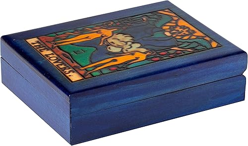 Artisan Owl Polish Handmade The Lovers Tarot Wooden Box with Vivid Colors