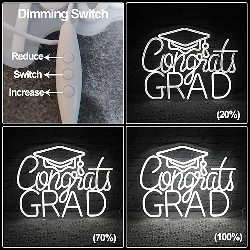 Miniatura 5 de Letrero de neón de Congrats Grad, (16.5 x 12.6 pulgadas12.6 x 16.5 in) para fiesta de graduación, luz de neón, felicitaciones, decoración de telón